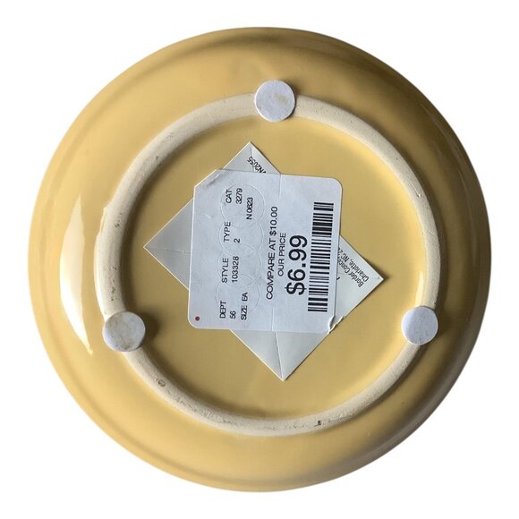 Shabby Chic Pink Faux Peony Floral & Yellow Ribbed Ceramic Pot Set Home Decor - Picture 7 of 11